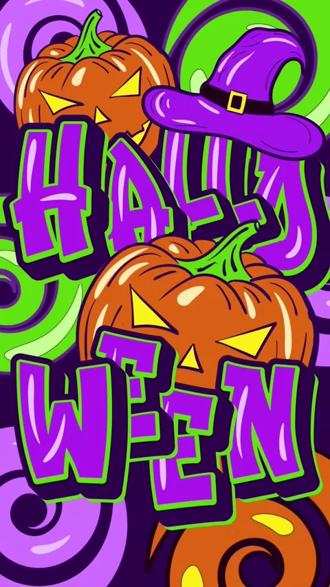 Halloween graffiti transition with title and pumpkins Stock Footage 319139937