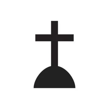 Halloween grave icon. Gravestone vector illustration. Rip tombstone flat icon Stock Illustration