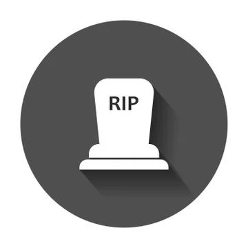 Halloween grave icon. Gravestone vector illustration. Rip tombstone flat icon Stock Illustration