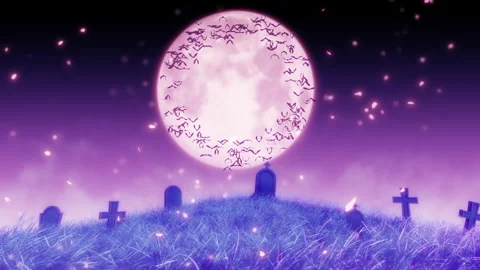 Halloween Grave Moon Background Loop Stock Footage 252564168