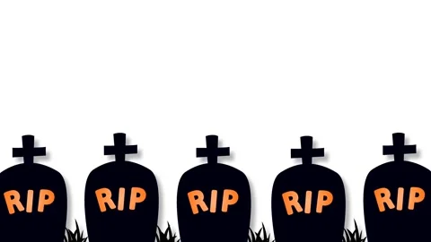 Halloween Gravestone Silhouette Loop Background with RIP Text and Crosses o.. Stock Footage 345123496