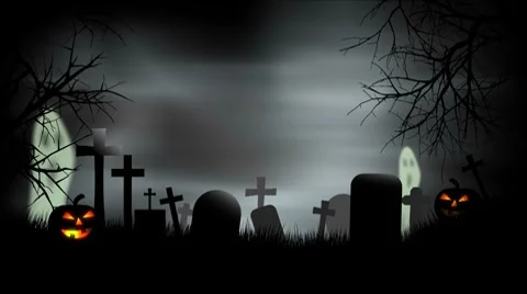 Halloween Graveyard Background Loop Stock Footage