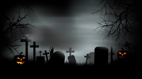 Halloween Graveyard Background Loop Stock Footage 7756513