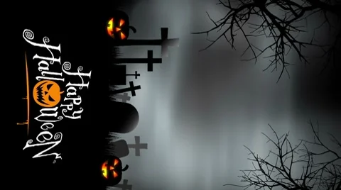 Halloween Graveyard Background Vertical Loop Stock Footage 7756567