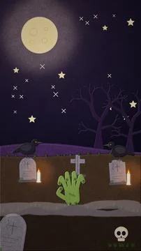 Halloween Graveyard Hands Stop Motion Background Image Stock Illustration