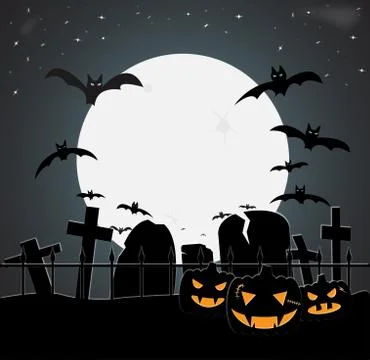 Halloween Graveyard Stock Illustration