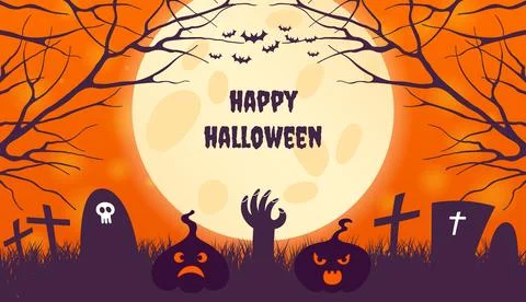 Halloween graveyard illustration Stock Illustration