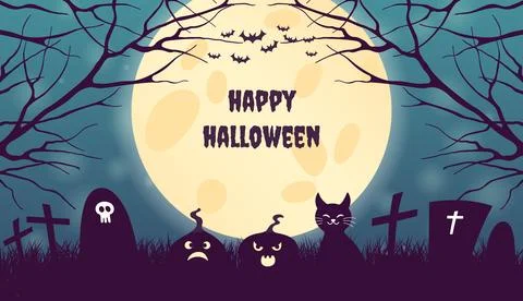 Halloween graveyard illustration Stock Illustration