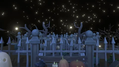 Halloween Graveyard Night Stock Footage 317902901