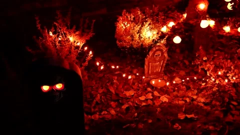 Halloween Graveyard Pan Stock Footage 144966766