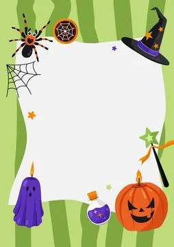 Halloween green background for leaflets flyers and web banners with spider wi Illustrazione stock