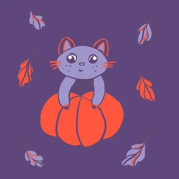 Halloween, halloween costume, halloween party, raccoon, kitten, in a costume, wi Stock Illustration