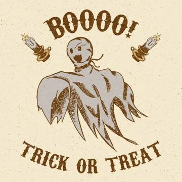 Halloween hand drawn ghost Stock Illustration