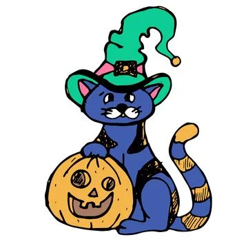 Halloween hand drawn isolated vector illustration on the white background Stock Illustration