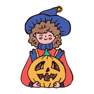 Halloween hand drawn isolated vector illustration on the white background Stock Illustration
