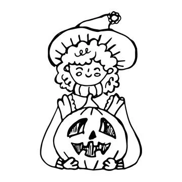 Halloween hand drawn isolated vector illustration on the white background Stock Illustration