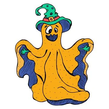 Halloween hand drawn isolated vector illustration on the white background Stock Illustration