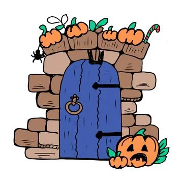 Halloween hand drawn isolated vector illustration on the white background Stock Illustration