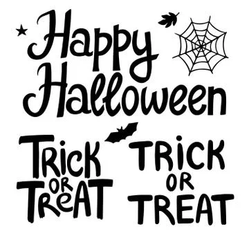 Halloween hand drawn lettering elements for design of flyers, banners and Stock Illustration