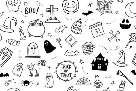 Halloween hand drawn pattern seamless background. Cover halloween doodle st.. Illustrazione stock