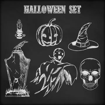 Halloween hand drawn set Stock Illustration