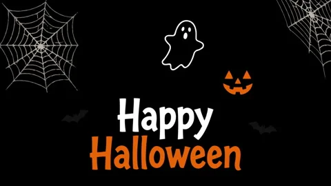 Halloween happy ghost spiderweb pumpkin bat Stock Footage 347160997