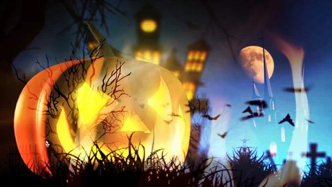 Halloween haunted  background Stock Footage 95621079