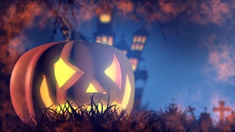 Halloween haunted flames background Stock Footage 95620979