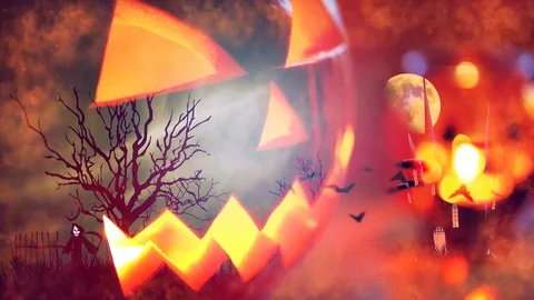 Halloween haunted flames background Stock Footage 95624660
