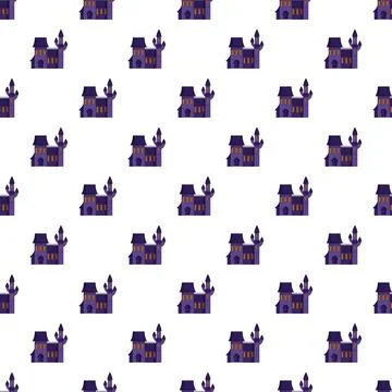 Halloween haunted house pattern for spooky design background Stock Illustration