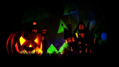 Halloween haunted  lights background Stock Footage 95743372