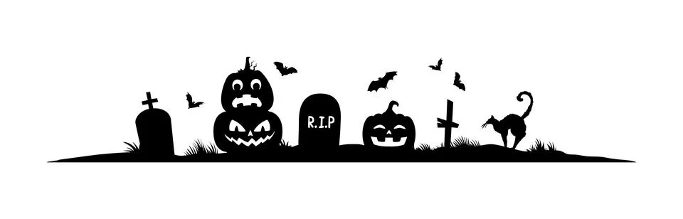Halloween holiday black frame border or divider Stock Illustration