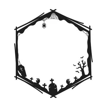 Halloween holiday black frame, hexagonal border Stock Illustration