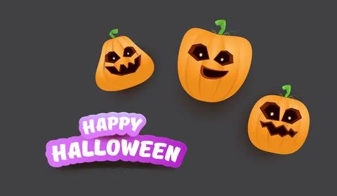 Halloween Horizontal web Banner or poster with Halloween scary pumpkins gang Stock Illustration