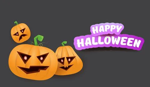 Halloween Horizontal web Banner or poster with Halloween scary pumpkins gang Stock Illustration