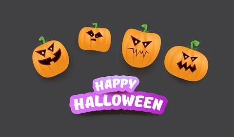 Halloween Horizontal web Banner or poster with Halloween scary pumpkins gang Stock Illustration