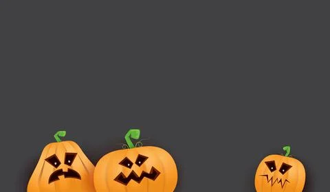 Halloween Horizontal web Banner or poster with Halloween scary pumpkins isolated Stock Illustration