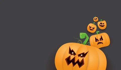 Halloween Horizontal web Banner or poster with Halloween scary pumpkins isolated Stock Illustration
