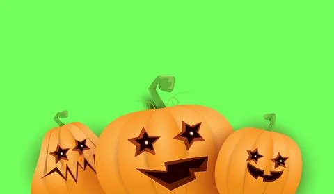 Halloween Horizontal web Banner or poster with Halloween scary pumpkins isolated Illustrazione stock