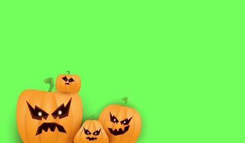 Halloween Horizontal web Banner or poster with Halloween scary pumpkins isolated Illustrazione stock