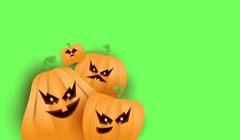 Halloween Horizontal web Banner or poster with Halloween scary pumpkins isolated Illustrazione stock