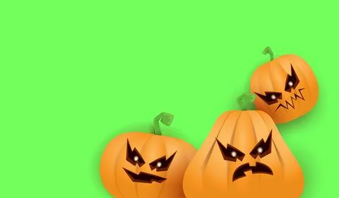 Halloween Horizontal web Banner or poster with Halloween scary pumpkins isolated Illustrazione stock
