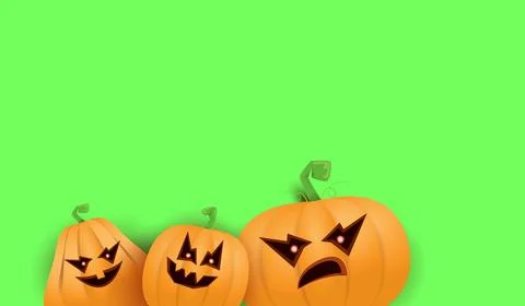 Halloween Horizontal web Banner or poster with Halloween scary pumpkins isolated Illustrazione stock