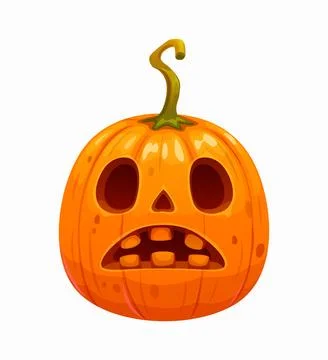 Halloween horror cartoon pumpkin scared face Stock Illustration