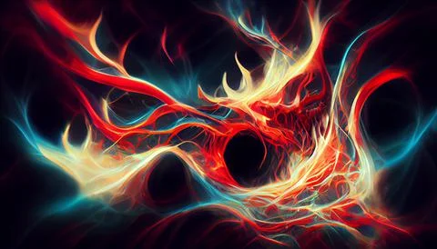 Halloween horror digital art abstract thief of red fire background Stock Illustration