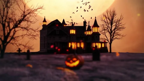 Halloween House Background Stock Footage 214332301