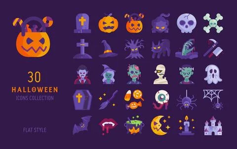 Halloween icon flat design vector set Stock Illustration