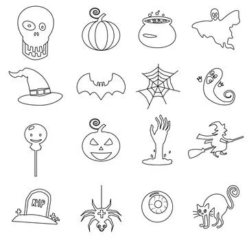 Halloween Icon set, Linear icon collection 스톡 일러스트