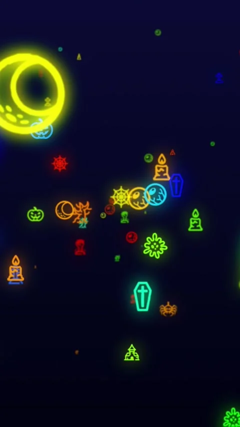 Halloween icons, animation loop. Seamless pattern background. multicolored Stock Footage 321460421