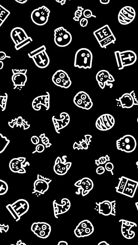 Halloween icons, animation loop. Seamless pattern background. small Halloween Stock Footage 323283627